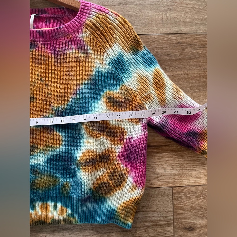 Young Fabulous & Broke Chunky Cable Knit Sweater, Tye-Dye,Hippie,Retro. Size:M - Picture 7 of 7